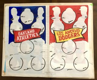 Rare,  Truly One Of A Kind Topps 1969 Pre - print Mock Up For Dodgers - A’s Poster 2