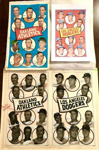 Rare,  Truly One Of A Kind Topps 1969 Pre - print Mock Up For Dodgers - A’s Poster 3