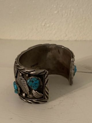 Vintage Navajo Native American Turquoise & Sterling Silver Watch Cuff Bracelet