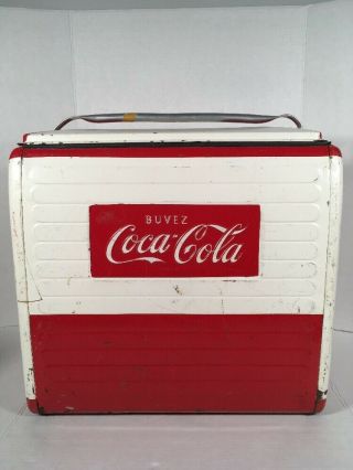 1958 Coca Cola Vintage Icebox/cooler By St.  Thomas Rare White And Red
