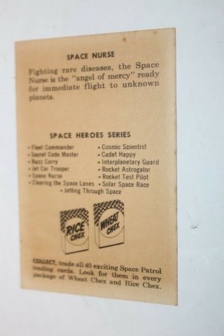 Vintage Space Patrol Space Nurse Trading Card Rice Chex Cereal Ralston 1950 ' s 5