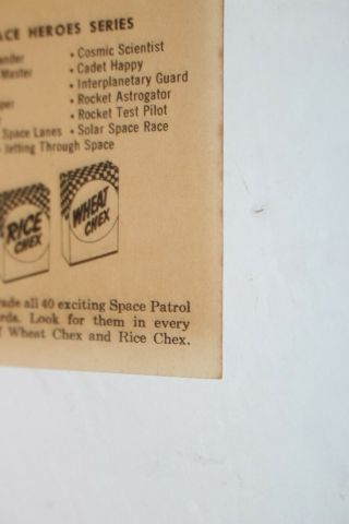 Vintage Space Patrol Space Nurse Trading Card Rice Chex Cereal Ralston 1950 ' s 6