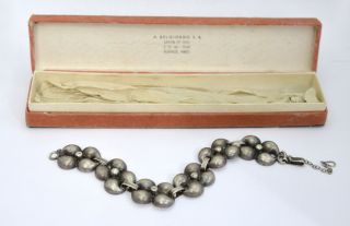 Antique Belgiorno Bracelet " Flowered " Design In Silver W/original Case (cm 39)