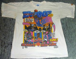 Authentic Vtg 1993 Patrick Ewing Ny Knicks Salem Sportswear Comic Shirt L Jersey