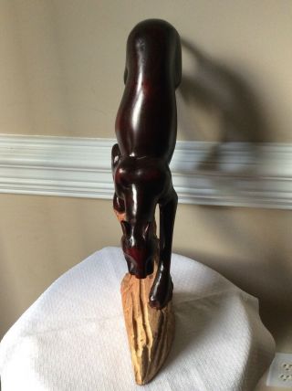 Vintage African Hand Carved Cheetah Figurine Sculpture Wood Home Decor Black 6