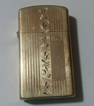 Rare Vintage 10k Gold Filled Etched Zippo Lighter