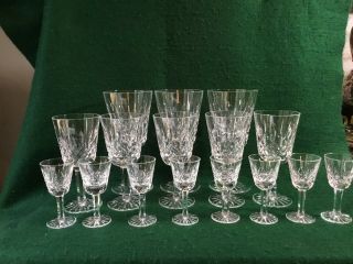 16 Vintage Waterford Crystal Cut Glass Goblets Wine,  Sherry Glasses