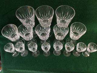 16 Vintage Waterford Crystal Cut Glass Goblets Wine,  Sherry Glasses 8