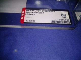 VINTAGE 1983 PALITOY STAR WARS ROTJ 65 BACK - A LOGRAY AFA 80 JEDI 75 - 85 - 85 4