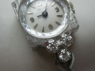 Vintage Art Deco Hamilton 14k White Gold Diamond Ladies Wrist Watch 2