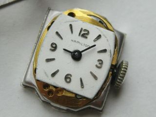 Vintage Art Deco Hamilton 14k White Gold Diamond Ladies Wrist Watch 8
