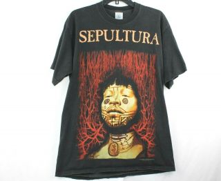 Vintage Sepultura Roots 1996 Blue Grape Metal Shirt Tee Tshirt 1990s Sz Xl
