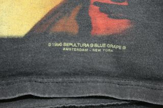 Vintage Sepultura Roots 1996 Blue Grape Metal Shirt Tee Tshirt 1990s Sz XL 2