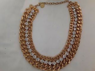 SCAASI Vintage Necklace/Bracelet gold tone,  clear Rhinestone 2