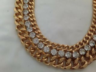 SCAASI Vintage Necklace/Bracelet gold tone,  clear Rhinestone 3