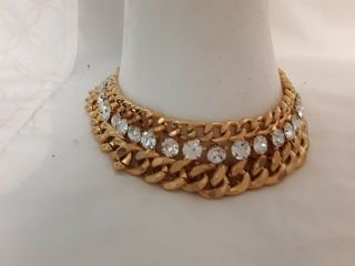 SCAASI Vintage Necklace/Bracelet gold tone,  clear Rhinestone 4