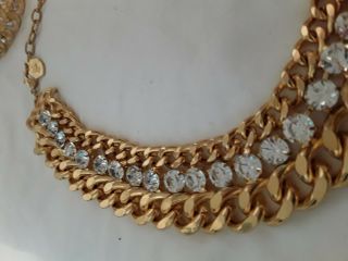 SCAASI Vintage Necklace/Bracelet gold tone,  clear Rhinestone 5