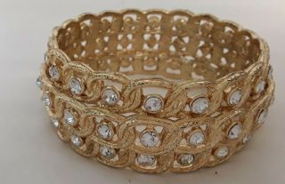 SCAASI Vintage Necklace/Bracelet gold tone,  clear Rhinestone 6