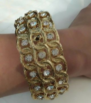 SCAASI Vintage Necklace/Bracelet gold tone,  clear Rhinestone 7