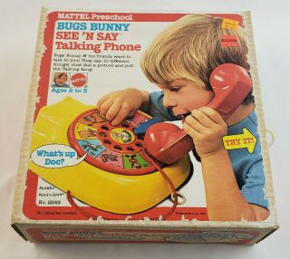 Vintage 1978 Mattel Talking Bugs Bunny Phone See N’ Say Pull String Style