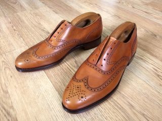 8.  5d Peal & Co.  Brooks Brothers Tan Leather Wingtips Dress Shoes,  Vintage Style