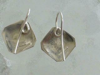 Antique Art Deco Guilloche Enamel Purple Wht Earrings,  Sterling Silver Ear Wires 3