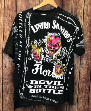 Vtg Winterland Size L Lynyrd Skynyrd’s Devil In The Bottle Xl Black Shirt Usa