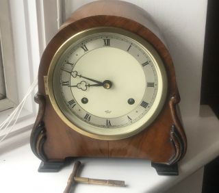 Vintage Elliott London Walnut Bracket Mantel Clock : Strikes Hours & Half Past