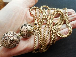 Victorian Full Length Gleaming Rolled Gold Muff Chain & Unusual Locket. 2
