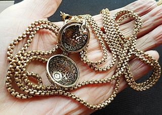 Victorian Full Length Gleaming Rolled Gold Muff Chain & Unusual Locket. 8