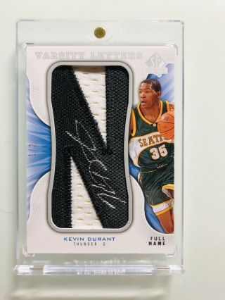 Kevin Durant 2008 Sp Authentic Letters Patch Auto D 1/2 Only 2 Made Rare Hof