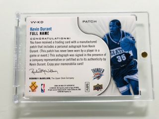 KEVIN DURANT 2008 SP AUTHENTIC LETTERS PATCH AUTO d 1/2 ONLY 2 MADE RARE HOF 2
