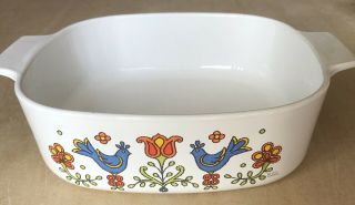 Vintage Corning Ware 3 Dishes With Lids Country Festival Friendship Blue Birds 6