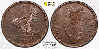 1968 Ireland Penny Pcgs Sp63 Rb - Extremely Rare Kings Norton Proof