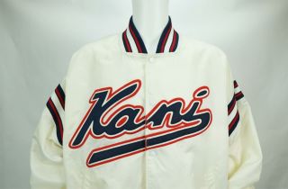 Vintage KARL KANI Satin Jacket Rap Hip Hop Streetwear Spell Out Mens XL 2