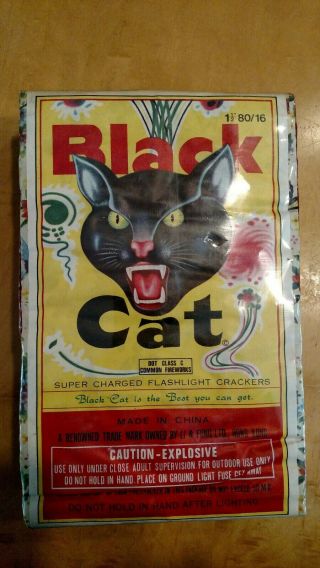 Vintage Fireworks Label Black Cat Brick