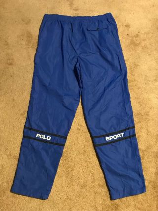 Vintage 90s Polo Sports Ralph Lauren Box Logo Spell - Out Blue Track Pants Sz 2xl