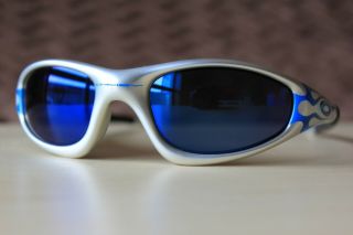 Vintage Oakley Straight Jacket Fmj,  Blue Flames Ice Iridium Sunglasses - Vgc