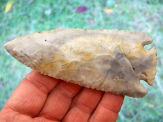 Fine Rare Ohio Flint Ridge Kirk Corner Notched Point With Dual S Arrowheads