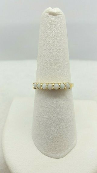 Vintage 10K Yellow Gold band Ring with Opals 2