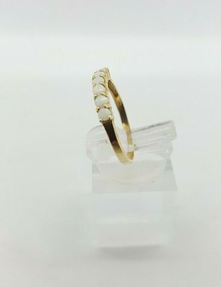 Vintage 10K Yellow Gold band Ring with Opals 6