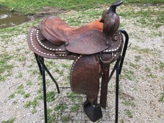 Vintage Circle M 15” Western Barrel Saddle Set