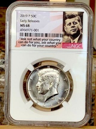 2019 - P Kennedy Half Ngc Ms 68 Top Pop - 5 Days - Early Releases - Rare