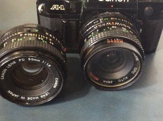 Vintage Canon A - 1 35 Mm Camera 28mm 50 Mm 300mm Lens Flash 5