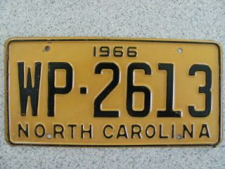 1966 North Carolina Nc License Plate Tag,  Vintage,  Wp - 2613,