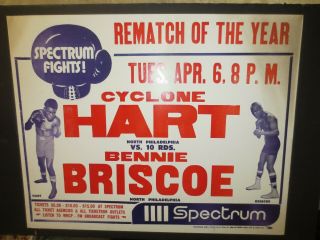 Rare Orig Onsite 4/6/1976 Bennie Briscoe Vs Cyclone Hart Cardboard Poster - 22x 28
