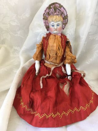 Antique Bonnet Shoulder Head Doll Parian Bisque Or China As Found Estate Find