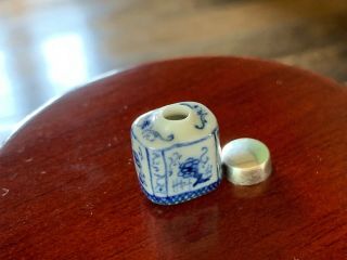 Muriel Hopwood Miniature Dollhouse Porcelain Porcelain & Sterling Tea Caddy RARE 3