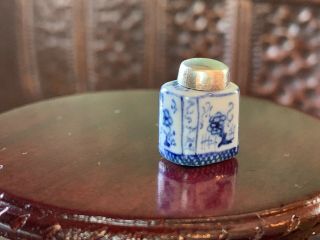 Muriel Hopwood Miniature Dollhouse Porcelain Porcelain & Sterling Tea Caddy RARE 5
