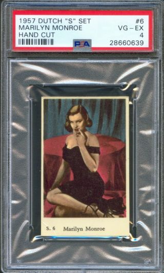 1957 Dutch Gum Card " S " Set 6 Marilyn Monroe Sexy Black Dress Vintage Psa 4